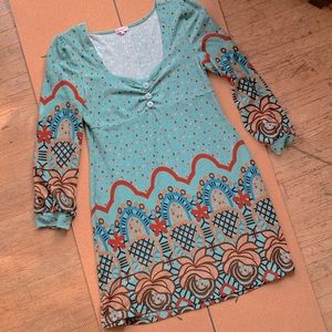 Turquoise boho sweater dress